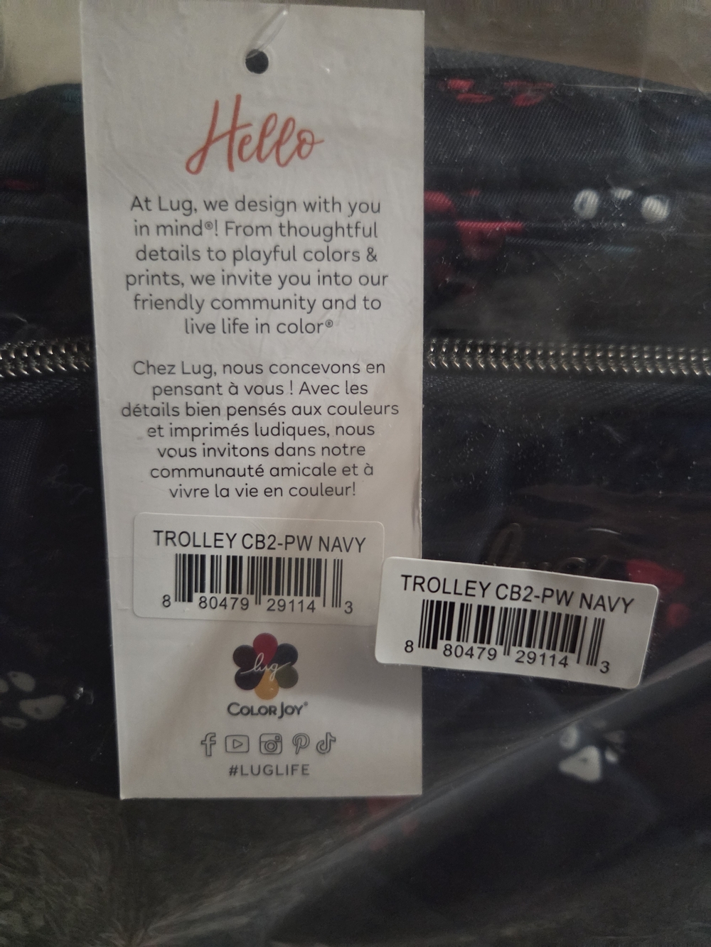 Lug Navy Quilted Crossbody with Multicolor Paw Prints - Picture 5 of 6